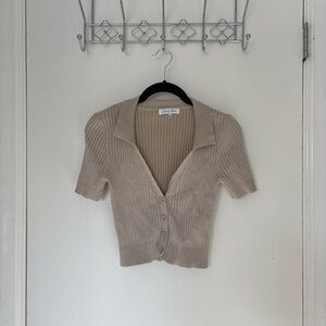 Emory Park Taupe Ribbed Knit Top